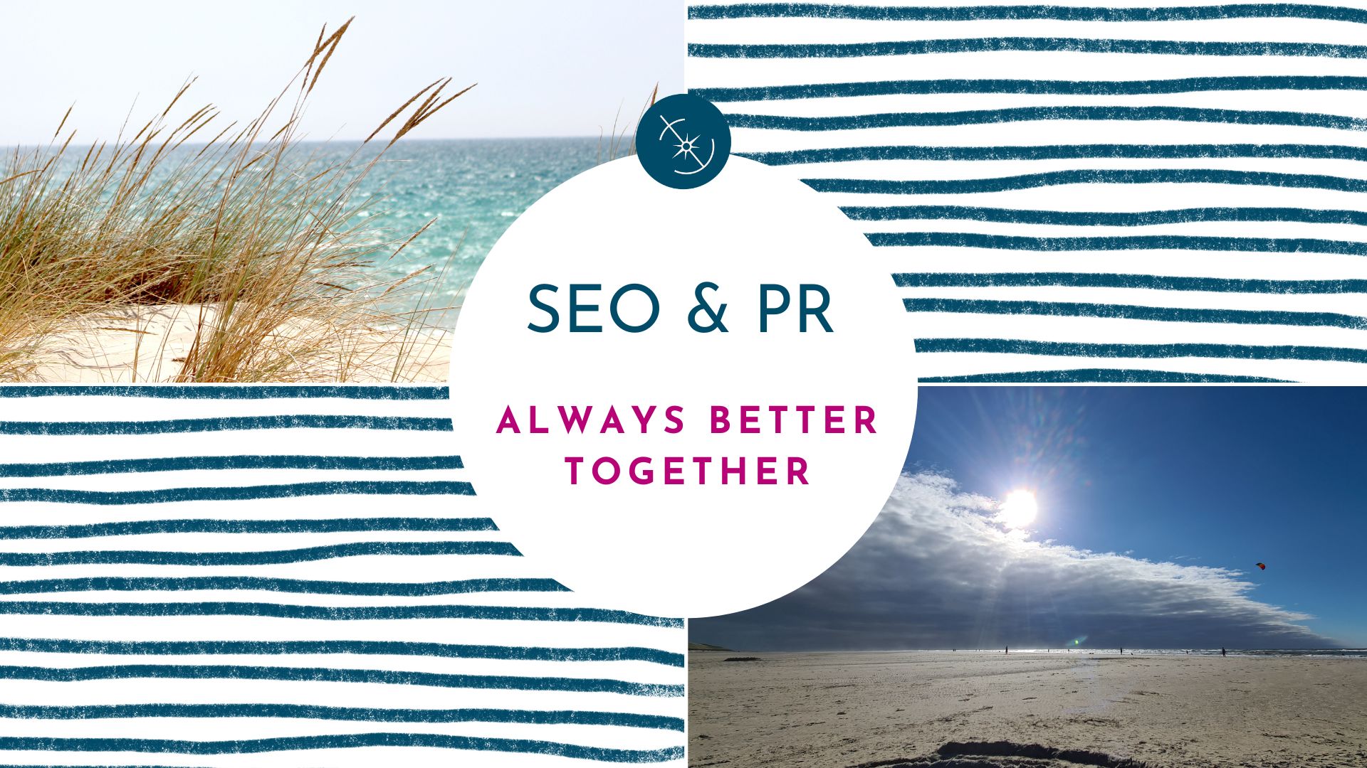 SEO und PR: Headerbild Strandhafer und Sonne am